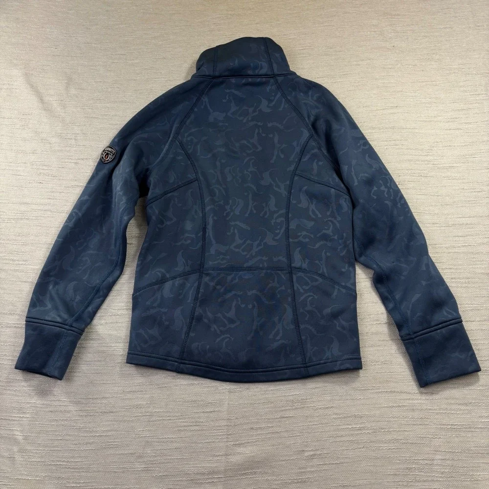 Kerrits Girls Blue Horse Print Full Zip Equestrian Fleece Jacket Large L